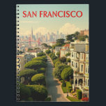 Lombard Street, San Francisco | Vintage Retro Anteckningsbok<br><div class="desc">Fånga den ikoniska skönheten hos Lombard Street, San Francisco, med den här vintagen återfotade datorn. Den här bärbara datorn har en charmerande illustration av berömdens rullningsgata, försedd med vibrerande blommor och lush grey, och ger en nostalgisk känsla. Perfekt för att lägga sig i tankar, skisser eller reseminnen kombineras funktionalitet med...</div>