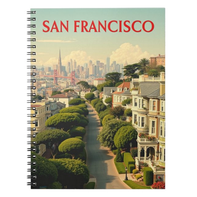 Lombard Street, San Francisco | Vintage Retro Anteckningsbok (Framsidan)