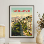 Lombard Street, San Francisco | Vintage Retro Poster<br><div class="desc">Utforska charmen på Lombard-gatan i San Francisco med denna fantastiska vintage poster. Med vackert maniska trädgårdar, panoramabilder och några av de dyraste verkliga gods i Amerika fångar denna konst det väsentliga i en av stadens mest ikoniska gator. Perfekt för samlare och entusiaster av vintage resor-konst, poster lite elegans till alla...</div>