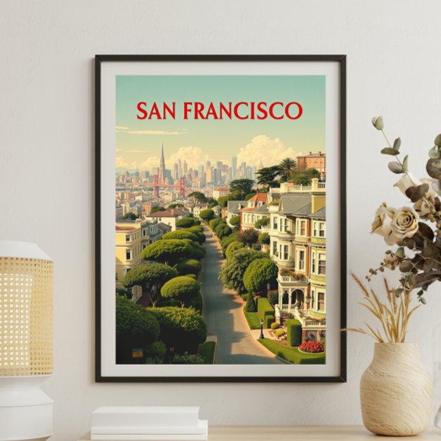 Lombard Street, San Francisco | Vintage Retro Poster (Skapare uppladdad)