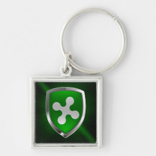 Lombardia Metallic Emblem Fyrkantig Silverfärgad Nyckelring