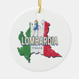 Lombardiet Italien Retro Regionen Karta Vintage So Julgransprydnad Keramik