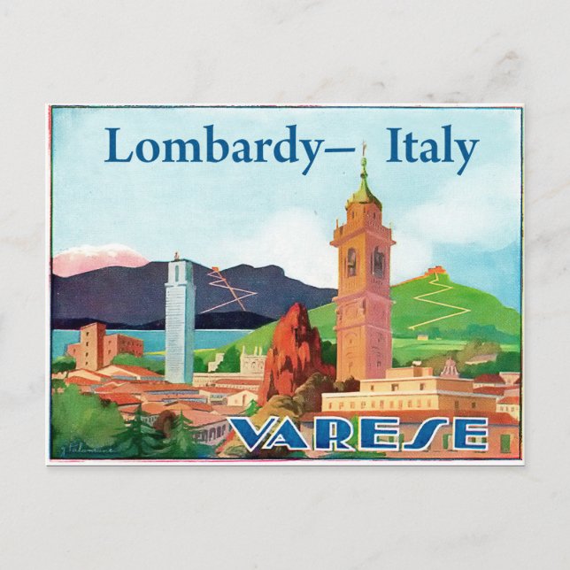 Lombardiet, Italien, Varese, stadsvy, berg Vykort (Framsida)