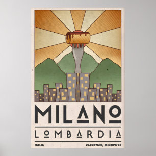 Lombardiet Skyline Art Print - Milano Stadssiluett Poster