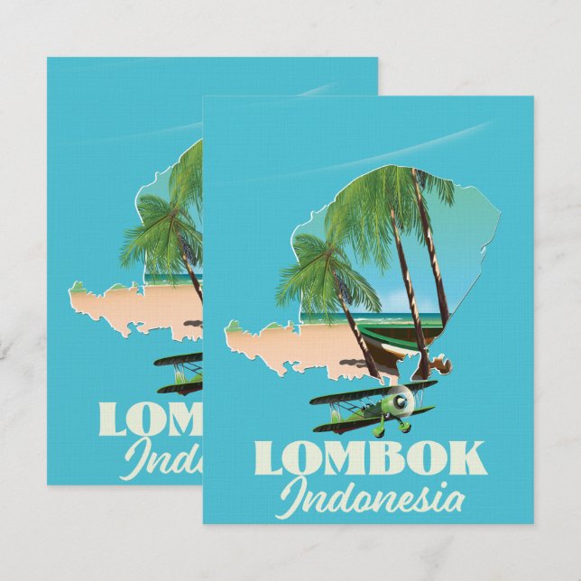 Lombok Indonesien karta (Fram/baksida)