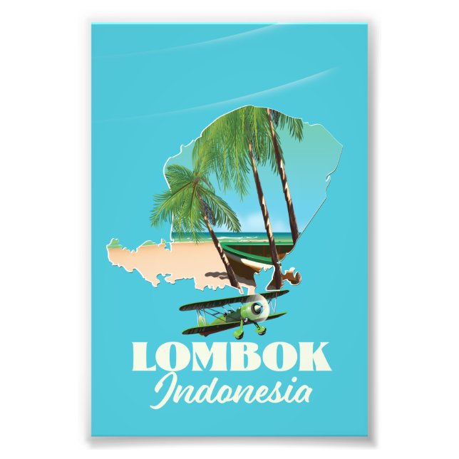 Lombok Indonesien karta Fototryck (Framsidan)