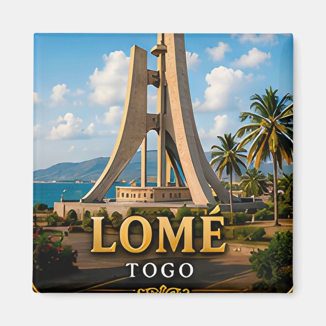 Lomé Atlantiska Strandpromenaden och Frihetsmonume Magnet (Framsidan)