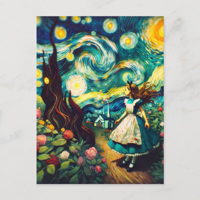Lomografiskt foto Alice i Starry Natt Vykort (Framsida)