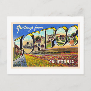 Lompoc California CA Vintage Large Brev vykort