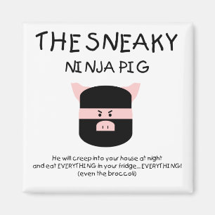 Lömsk Ninja gris Magnet