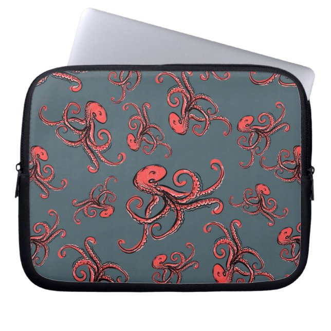 Lömskt bläckfiskmönster laptop sleeve (Framsidan)