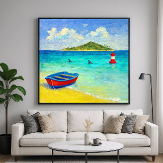 Lömskt vatten - kust i impressionistisk stil poster