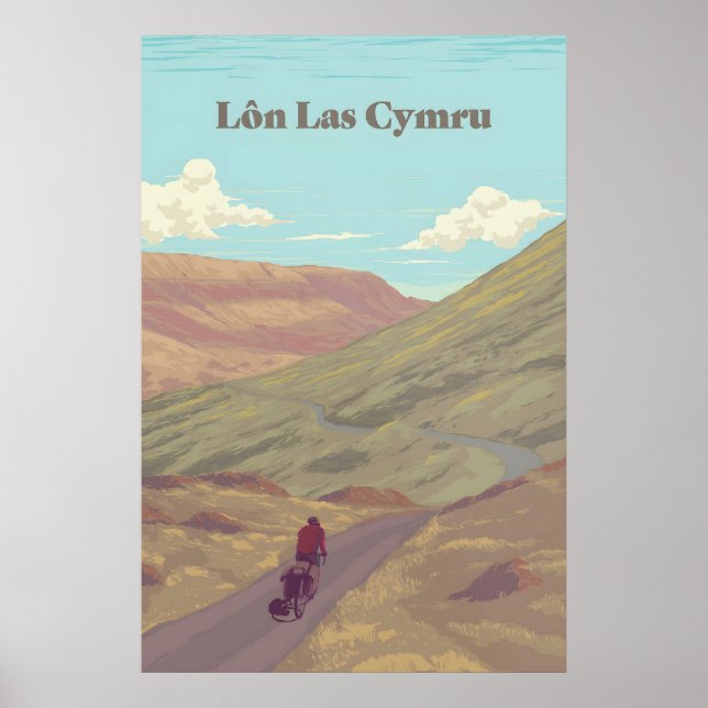 Lon Las Cymru Cykelresemapposter Poster (Framsidan)
