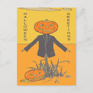 Lönande Lycklig Fågelskrämma Jack O'Lantern Vykort