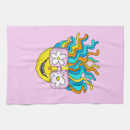 Lönande tecken med färgstark Rosa av glasögon Kökshandduk