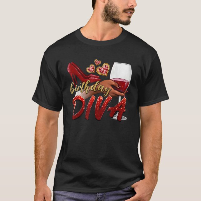 Löndag Diva Grattis på födelsedagen Heels Shoes oc T Shirt (Framsida)