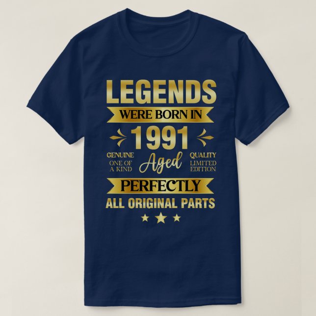 Lönderna föddes 1991 på födelsedagen t shirt (Design framsida)