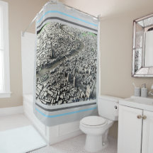 London 2015 City Karta: Aerial View Shower Curtain
