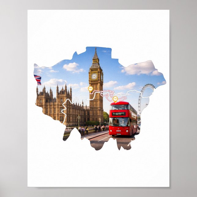 London 26.2 Marathonloppets kartposter Poster (Framsidan)