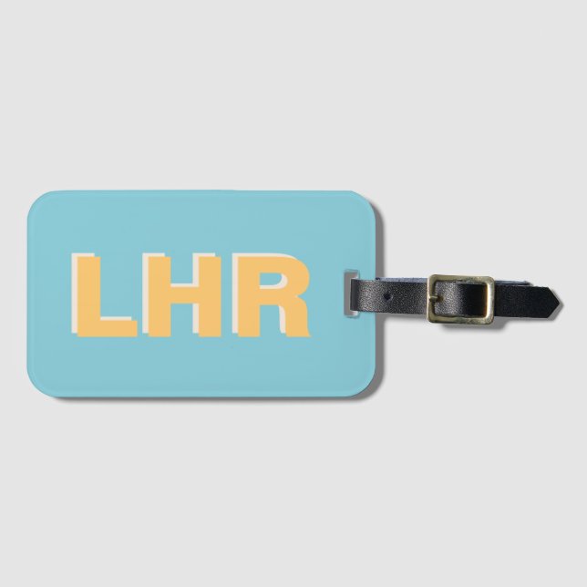 London Airport Blue Shadow Modern Monogram Initial Bagagebricka (Framsida horisontal)