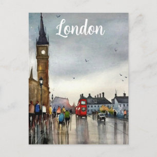 London akvarell vykort