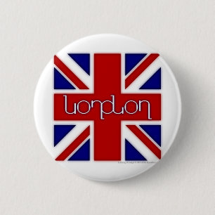 "London" ambigram på UK-flagga Knapp