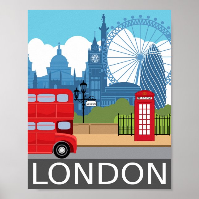 London Art print retro-resande järnväg poster (Framsidan)