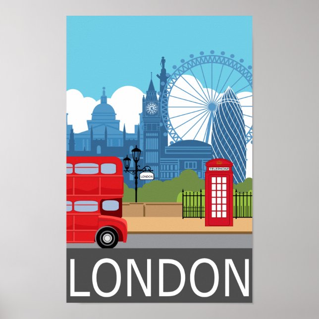 London Art print retro-resande järnväg poster (Framsidan)