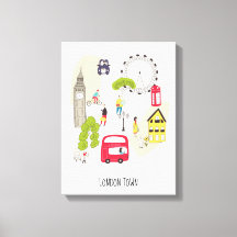 London Artsy Karta Tecknad Landmarks People