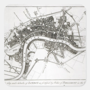 London befästningar i 1642 och 1643, 1738 fyrkantigt klistermärke