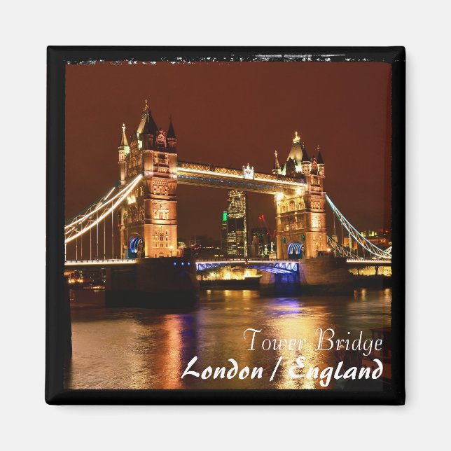London - Berömd, Torn-bron i natt (Magnet) Magnet (Framsidan)