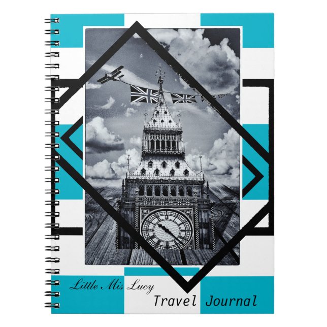 London, Big Ben Art, Travel Journal No1 (bärbar da Anteckningsbok (Framsidan)