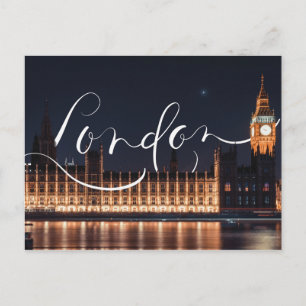 London/Big Ben Calligraphy Postcard Vykort