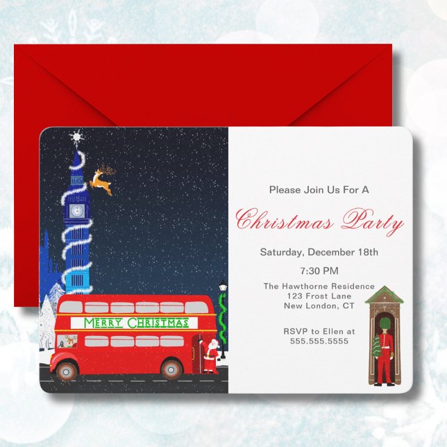 London Big Ben dubbeldäckare Buss God Jul Inbjudningar (Skapare uppladdad)