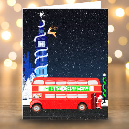 London Big Ben dubbeldäckare Buss God Jul Kort