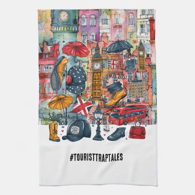 London Big Ben Dubbla Deck Buss Westminster Touris Kökshandduk (Vertikal)