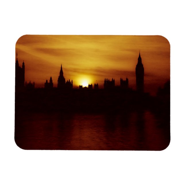 London-Big Ben-Elizabeth Torn-Sunset-Magnet Magnet (Horisontell)