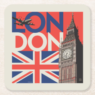 London Big Ben   England Underlägg Papper Kvadrat