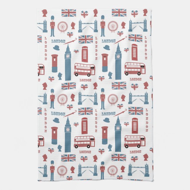 London Big Ben English Flagga Kitchen Towel Kökshandduk (Vertikal)