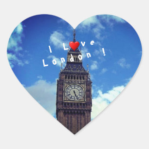 London - Big Ben Hjärtformat Klistermärke