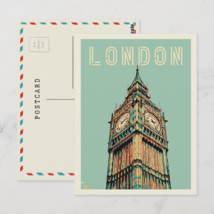 London Big Ben-illustration Postcard Vykort