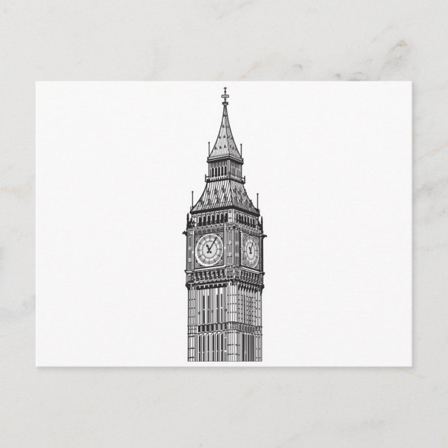 London Big Ben Illustration Vykort (Framsida)