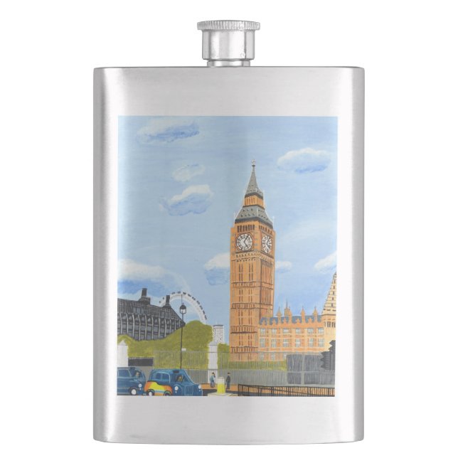 London Big Ben klassisk kolv Fickplunta (Framsidan)
