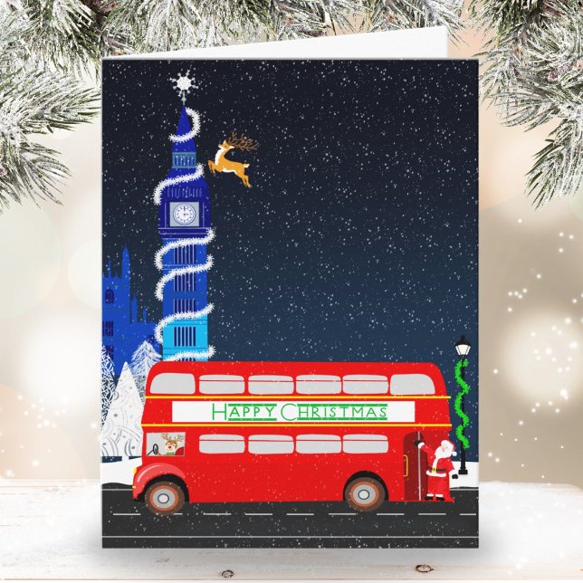 London Big Ben med dubbeldäckad buss jul Kort (Skapare uppladdad)