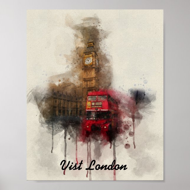 London big ben och red buss poster (Framsidan)