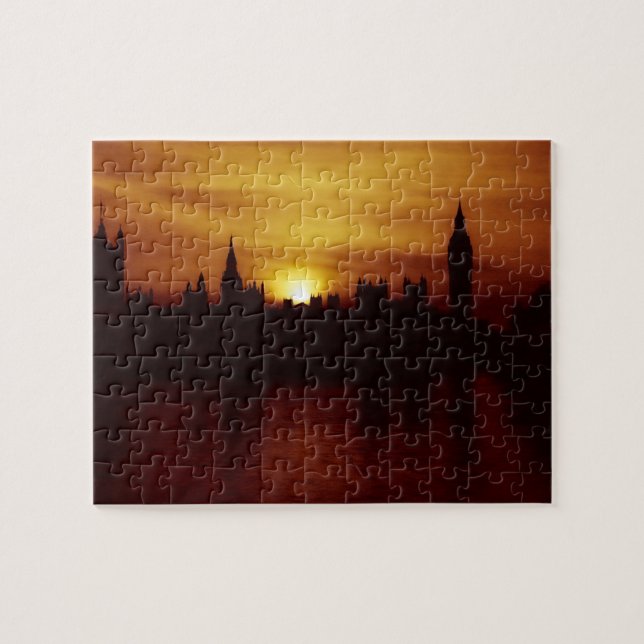 London - Big Ben - parlamentet - Sunset - Puzzle Pussel (Horisontell)