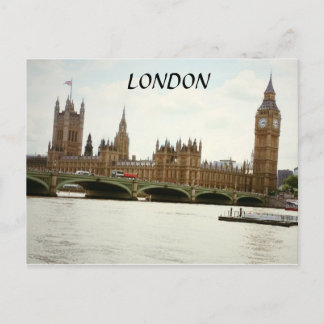 London Big Ben Parliament och Thames Postcard Vykort