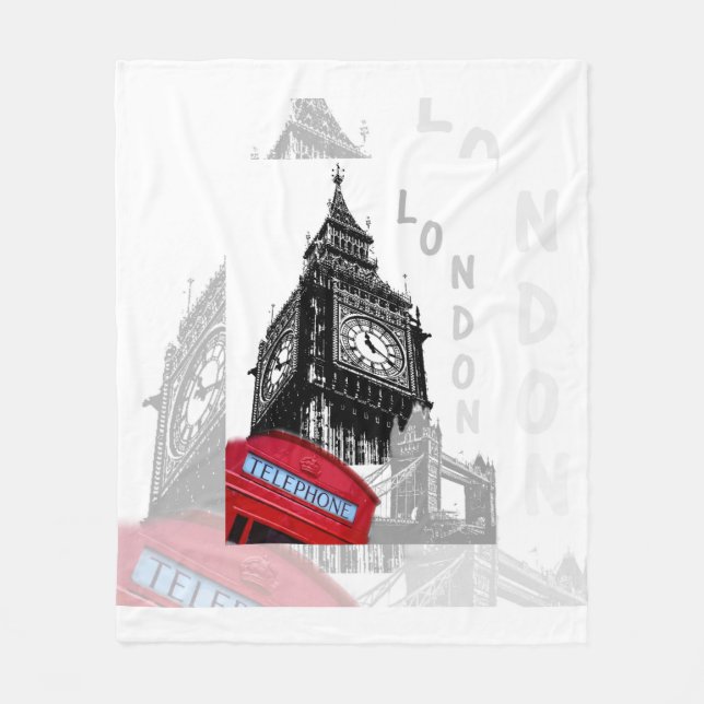 London Big Ben Red Telefon Fleecefilt (Framsidan)