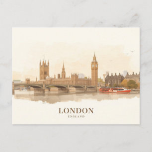 London Big Ben Themsen Minimalist vykort