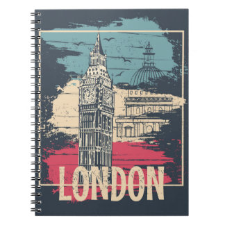 London Big Ben: Typography Poster Anteckningsbok